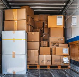 Furniture protected with plastic wrap before transport by professional movers from City of Angels Move